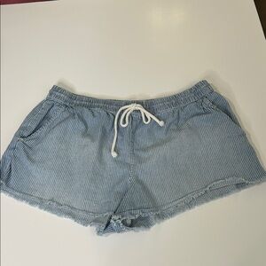 Aerie Light Blue Striped High Waist Shorts